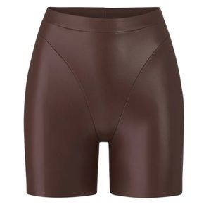 SKIMS faux leather bike shorts in cocoa brown - M